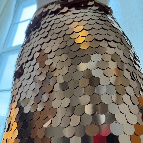 Nasty Gal Petite Disc Sequin Mini Pelmet Skirt Copper Rose Gold Size 2 NWT - Picture 7 of 13